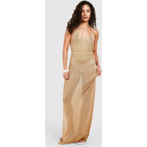 Vestito maxi da mare Petite in maglia glitterata - boohoo - Modalova