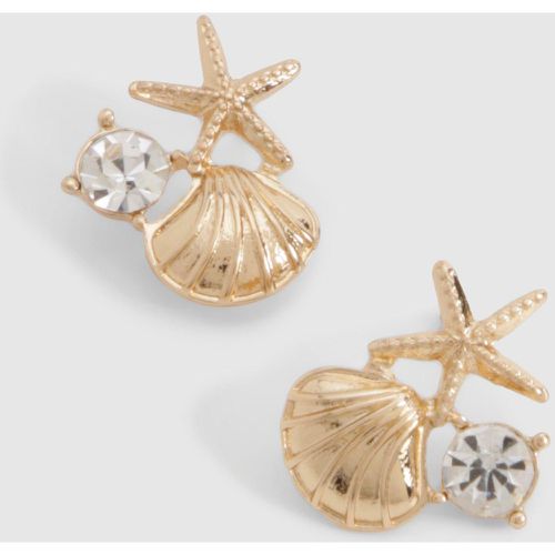 Diamante Starfish Stud Earrings - boohoo - Modalova