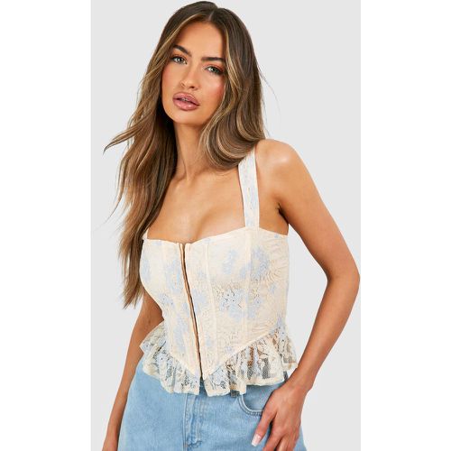 Corsetto in pizzo a fiori con scollo quadrato - boohoo - Modalova