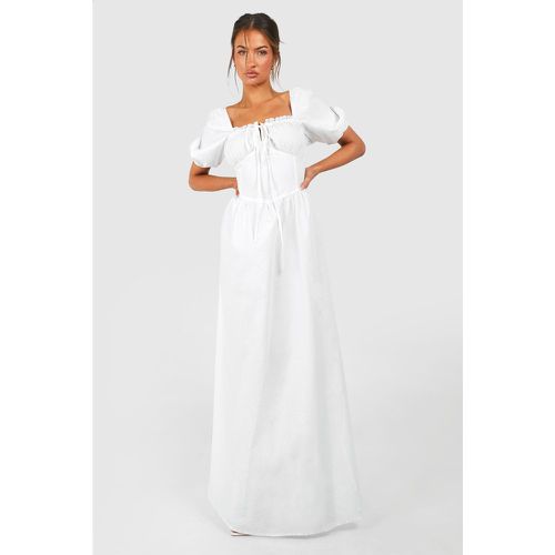 Poplin Maxi Milkmaid Dress, Bianco - boohoo - Modalova
