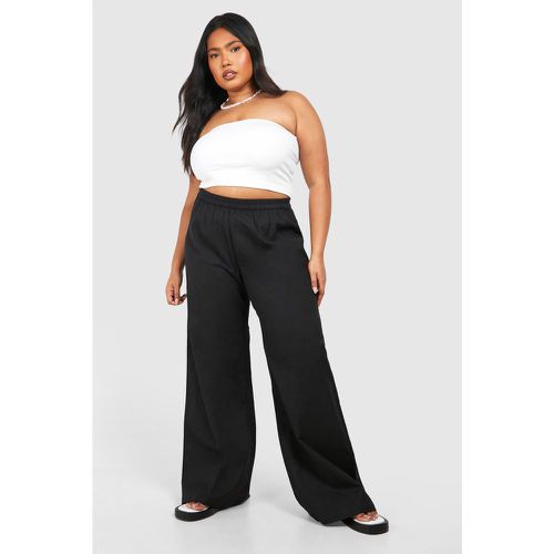 Plus Linen Feel Wide Leg Trouser - boohoo - Modalova