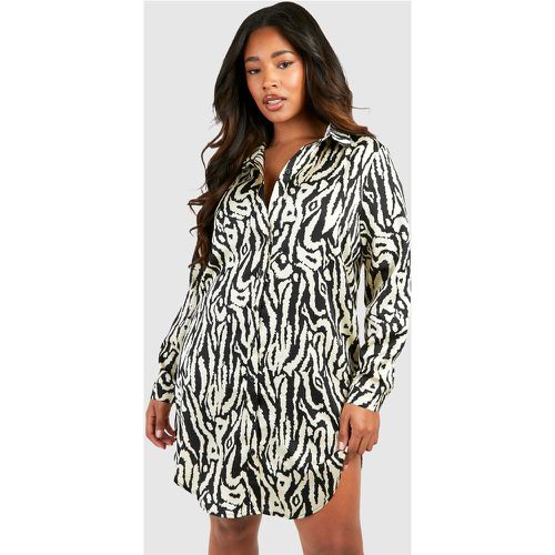 Plus Zebra Print Shirt Dress, Zebra - boohoo - Modalova