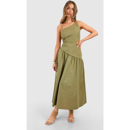 Linen Cut Out Asymmetric Midaxi Dress - boohoo - Modalova