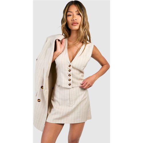 Minifalda De Rayas, Beige - boohoo - Modalova