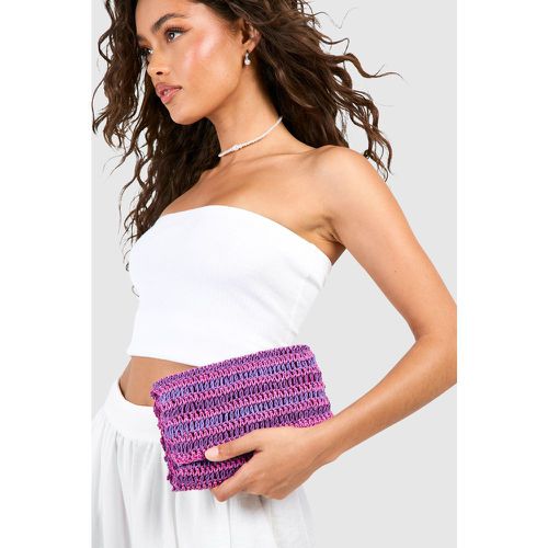 Stripe Straw Clutch Bag, Purple - boohoo - Modalova