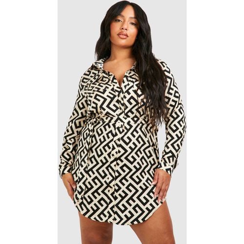 Vestido Camisero Plus Con Estampado Monocromático - boohoo - Modalova