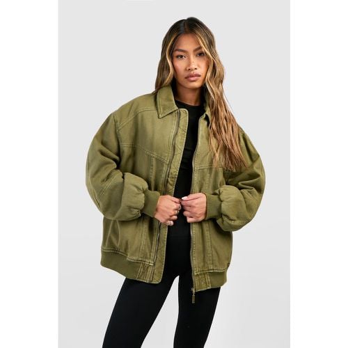 Chaqueta Bomber Oversize, Verde - boohoo - Modalova