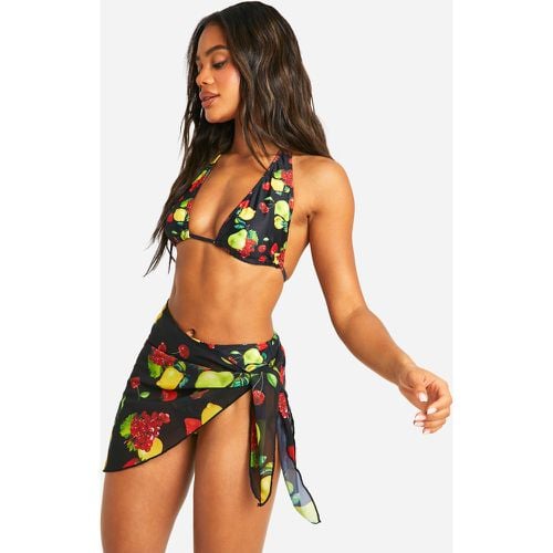 Pareo Para La Playa Con Atadura Y Estampado De Frutas - boohoo - Modalova