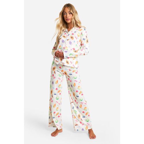 Pijama Con Botones Y Estampado De Frutas - boohoo - Modalova