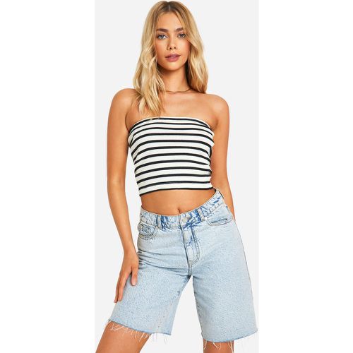 Top a fascia lungo in Jean Grazer a righe - boohoo - Modalova