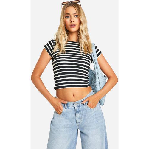 T-shirt in Jean Grazer con maniche ad aletta - boohoo - Modalova