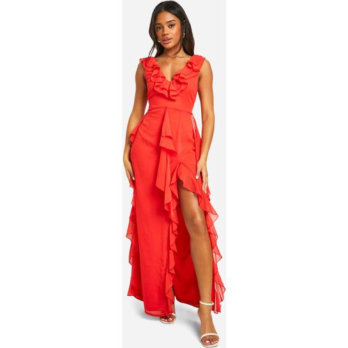 Ruffe Detail Maxi Dress, Rojo - boohoo - Modalova