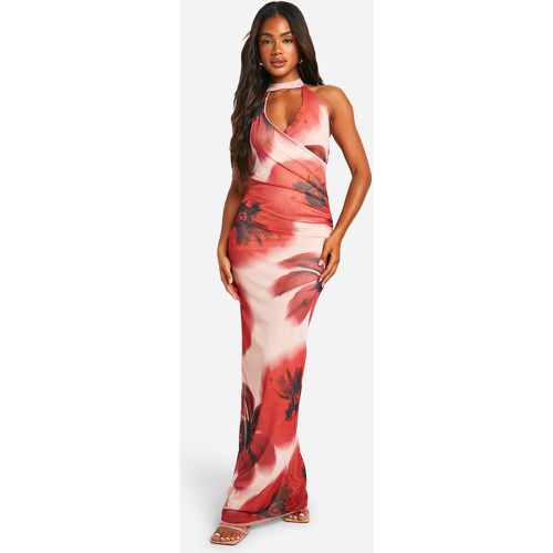 Vestito maxi in rete a fiori con scollo profondo - boohoo - Modalova