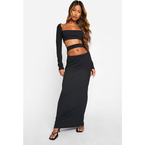 Gonna maxi a colonna a coste con cut-out in vita - boohoo - Modalova