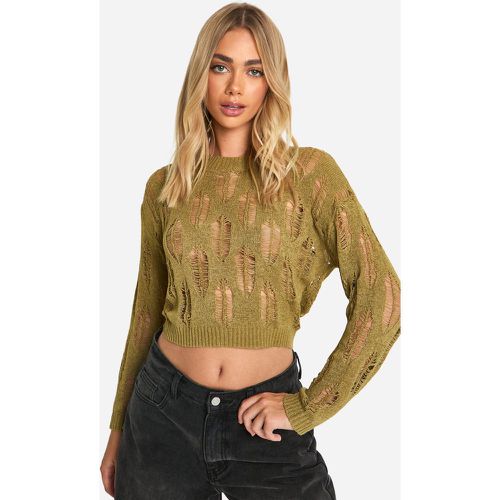 Maglione semi-trasparente con dettagli smagliati - boohoo - Modalova