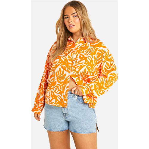 Plus Tropical Print Shirt, Naranja - boohoo - Modalova