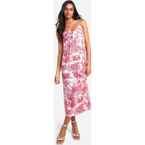 Vestido Lencero Tall Midaxi De Tirantes Con Estampado Efecto Porcelana - boohoo - Modalova