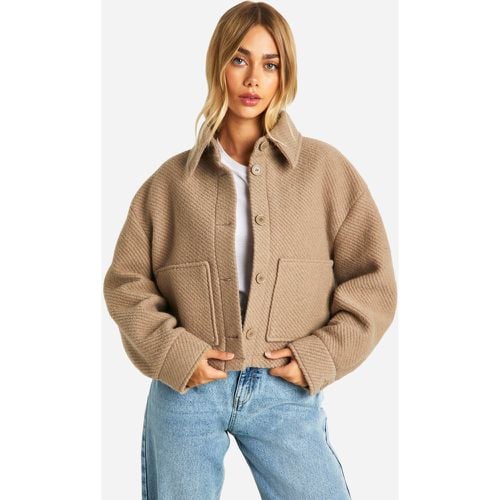 Chaqueta Efecto Lana De Tejido Bouclé Con Cuello - boohoo - Modalova