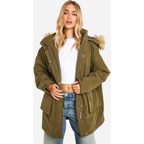 Parka con tasche e cappuccio, Verde - boohoo - Modalova