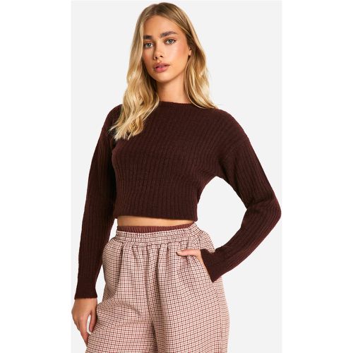 Jersey Crop De Punto Y Canalé Suave - boohoo - Modalova