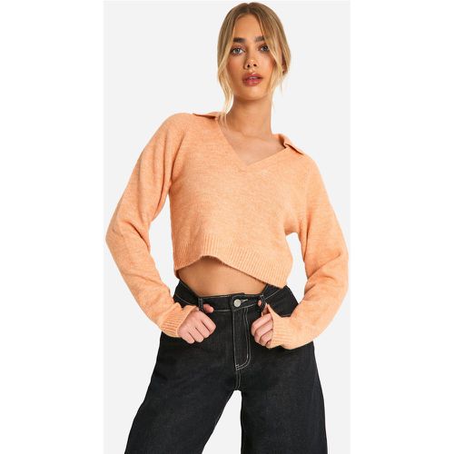 Jersey De Punto Suave Crop Con Cuello De Polo - boohoo - Modalova