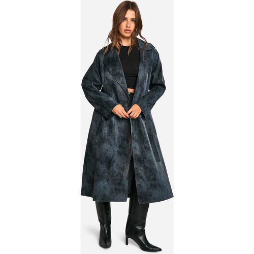 Cappotto Trench in pelle sintetica effetto vintage - boohoo - Modalova