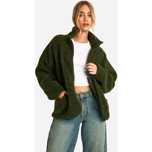 Chaqueta Oversize Texturizada De Borreguito Sintético Con Cremallera - boohoo - Modalova