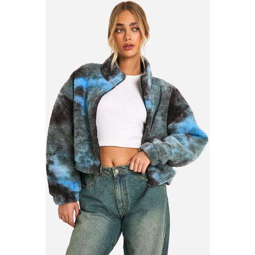 Giacca Bomber squadrata in fantasia tie dye con stampa Teddy - boohoo - Modalova