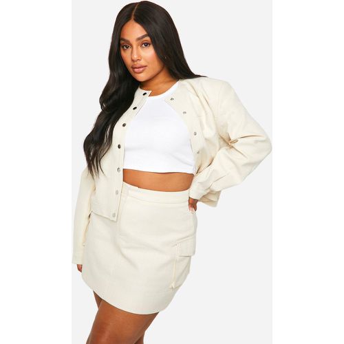 Minifalda Plus Texturizada, Cream - boohoo - Modalova