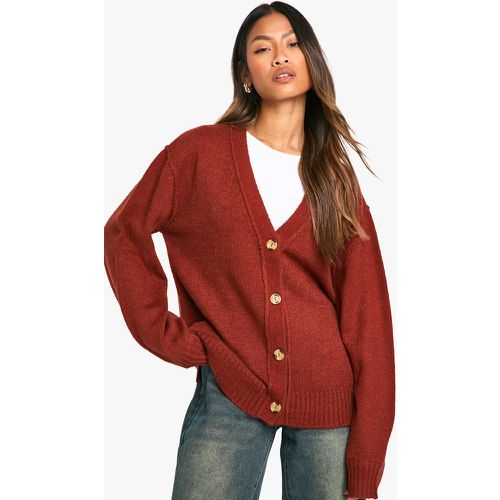 Cardigan oversize in maglia morbida in taglio maschile con cuciture - boohoo - Modalova