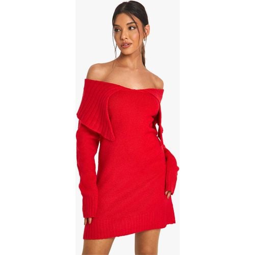 Vestido Jersey Oversize De Punto Suave Con Escote Barco Y Cuello - boohoo - Modalova