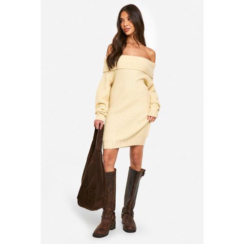 Vestido Jersey Mini De Canalé Ancho Con Escote Bardot - boohoo - Modalova