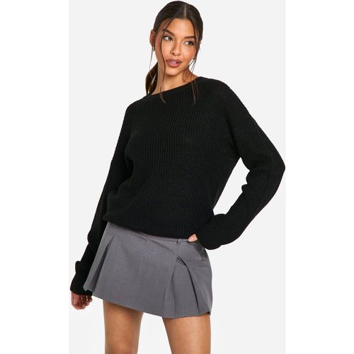 Maglione a girocollo Basic, Nero - boohoo - Modalova