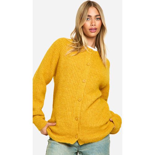 Cárdigan Oversize De Punto Recto Con Botones Frontales - boohoo - Modalova