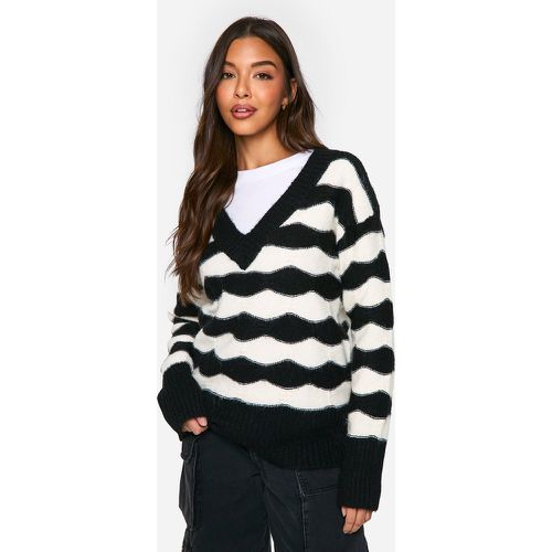 Jersey Oversize De Punto Con Escote De Pico Y Chevrones - boohoo - Modalova