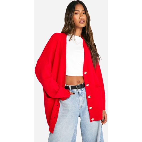 Cárdigan Oversize Boyfriend De Punto Suave - boohoo - Modalova