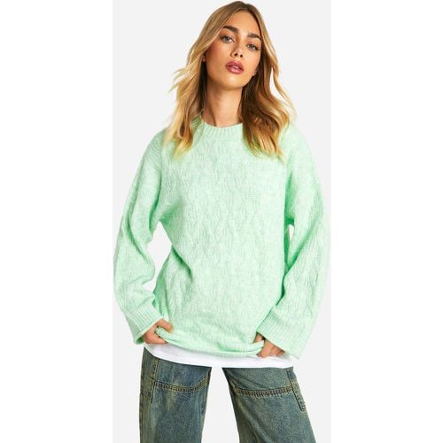 Maglione oversize in maglia morbida intrecciata all over - boohoo - Modalova