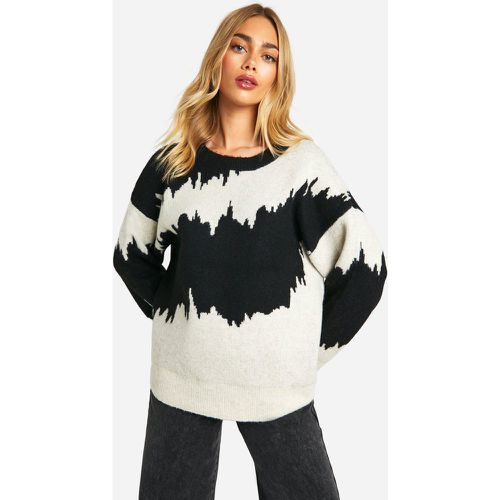 Jersey Oversize Con Rayas Abstractas Monocromáticas - boohoo - Modalova