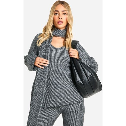 Bufanda Y Jersey Oversize De Punto Con Escote De Pico Y Detalle De Costuras - boohoo - Modalova