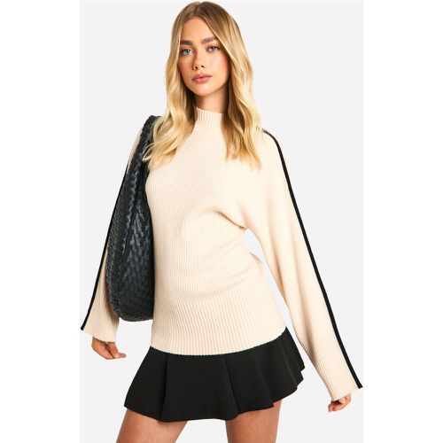 Jersey Oversize De Punto Con Cuello De Caja Y Detalle De Unión - boohoo - Modalova