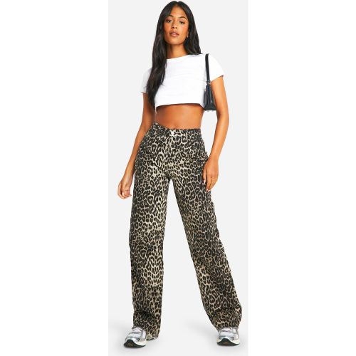 Jeans dritti Tall leopardati, Multi - boohoo - Modalova