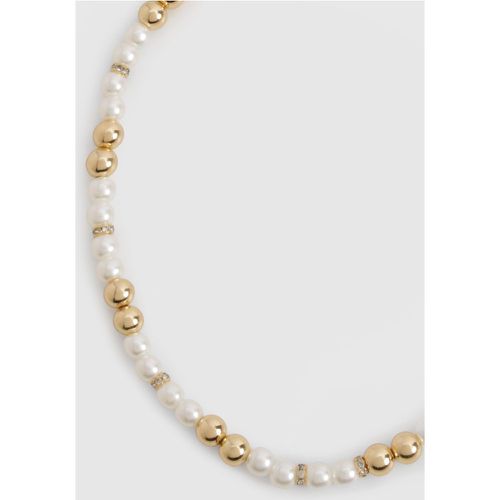 Embellished Pearl Necklace, Bianco - boohoo - Modalova