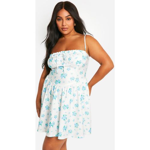 Vestido Plus Skater De Bengalina Con Estampado De Flores - boohoo - Modalova