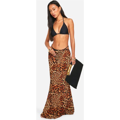 Falda Maxi Para La Playa Con Corte Sirena Y Estampado De Leopardo - boohoo - Modalova