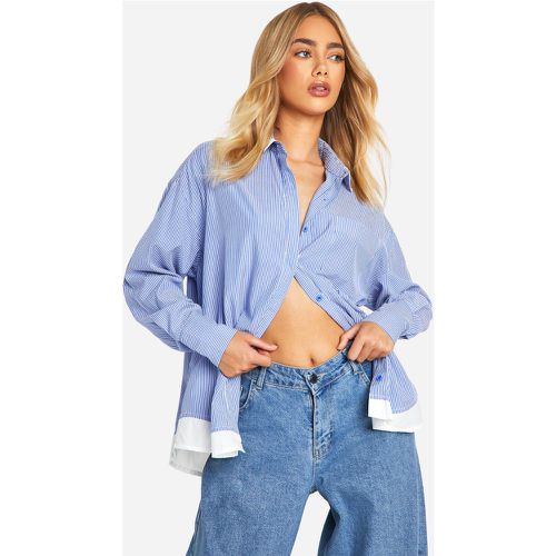 Camisa Oversize Con Rayas En Contraste - boohoo - Modalova