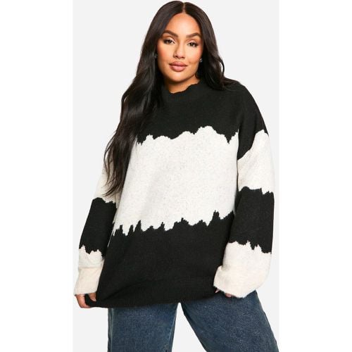 Maglione Plus Size oversize a righe astratte a blocchi di colore - boohoo - Modalova