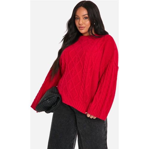 Maglione Plus Size in maglia intrecciata con cuciture esposte - boohoo - Modalova