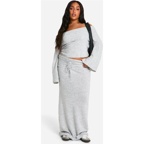 Gonna maxi Plus Size in maglia a coste con laccetti - boohoo - Modalova