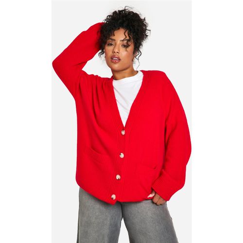 Cárdigan Plus Oversize Boyfriend De Punto Suave - boohoo - Modalova