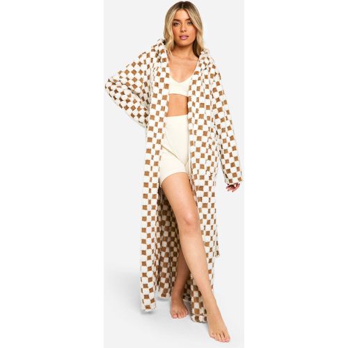 Albornoz Maxi De Forro Polar Con Estampado De Cuadros - boohoo - Modalova